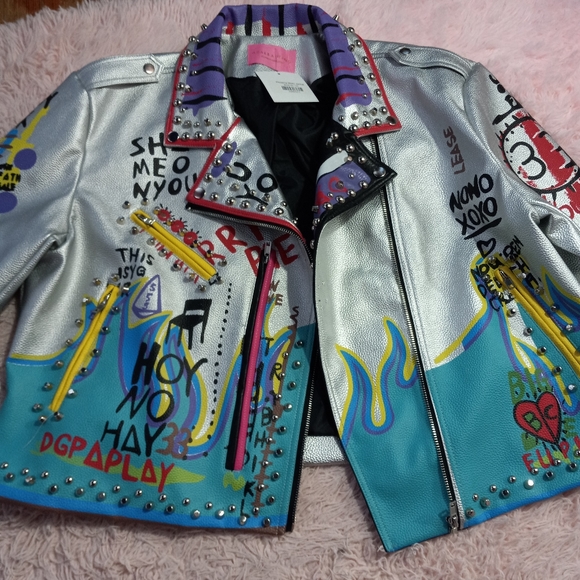 Azalea Wang Femi luxury designer graphic punk jacket! "Phoenix" moto sold out! - Picture 8 of 14